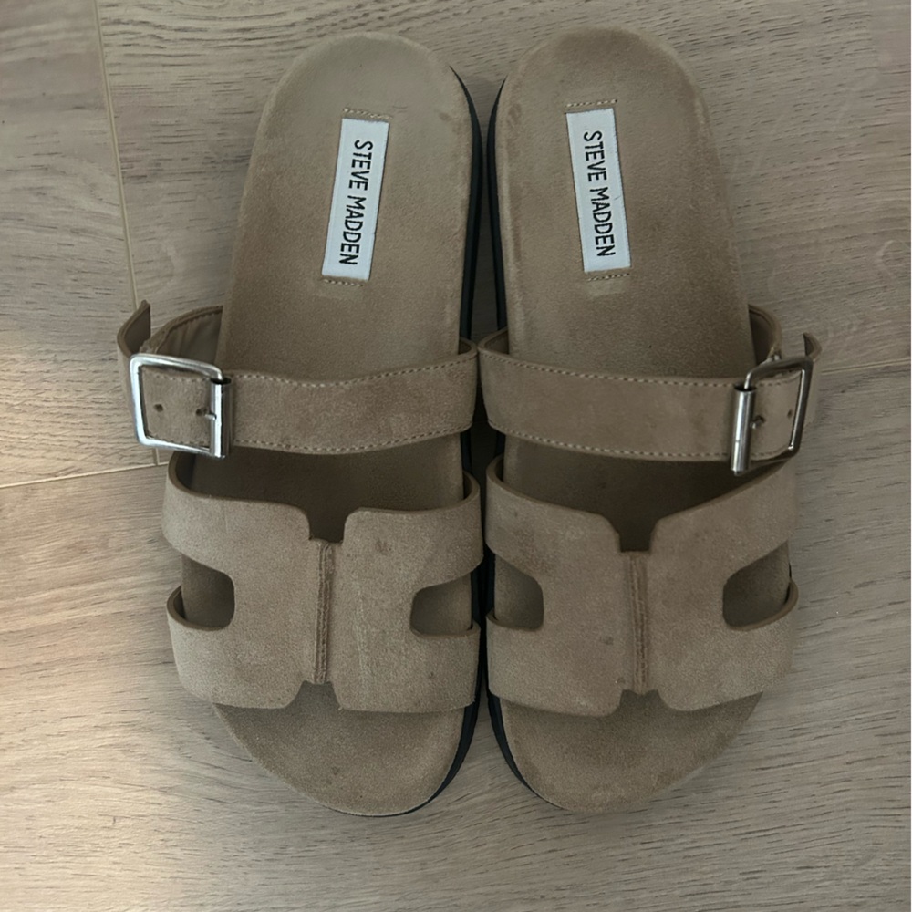 Steve Madden Beige Slide Sandals